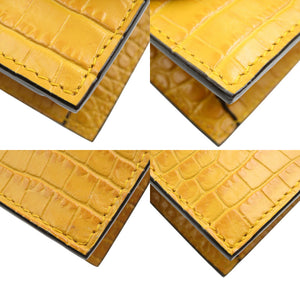 未使用 ジミーチュウ ミニパリス クロコ型押しレザー ゴールド金具 イエロー チェーン ショルダーバッグ 1060【中古】JIMMY CHOO