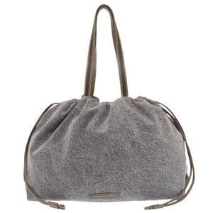 美品 ブルネロクチネリ プレシャスハンドルトート コットン レザー グレー トートバッグ 1069【中古】Brunello Cucinelli