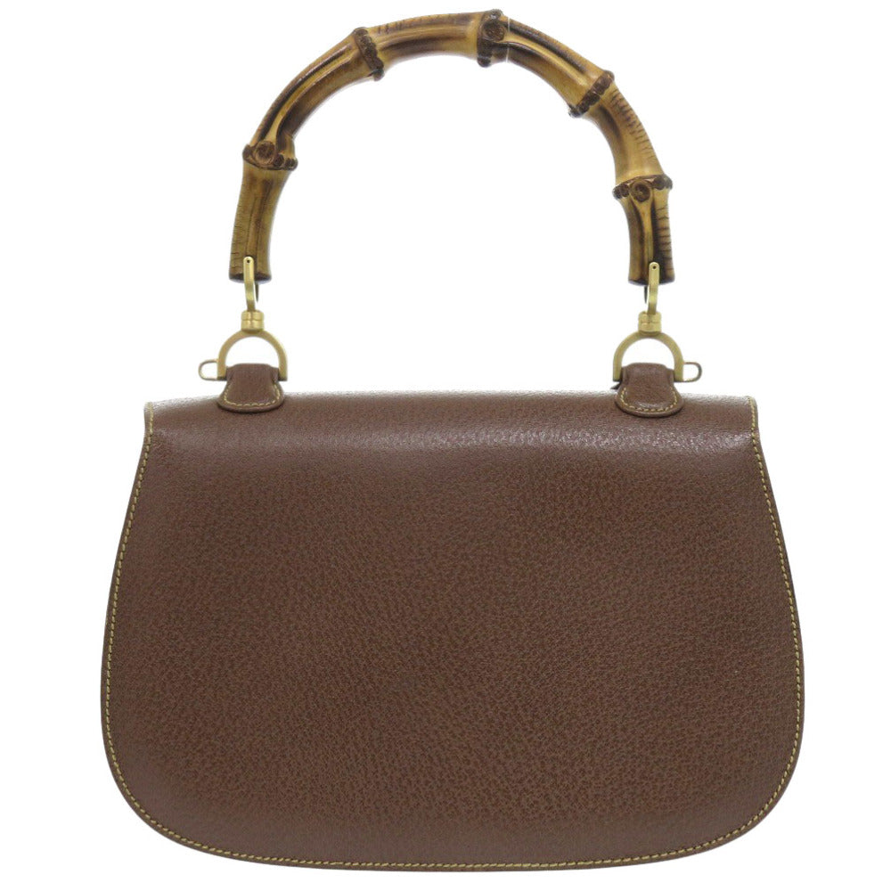 美品 グッチ バンブー 2WAY 000 926 0633 レザー ブラウン ハンドバッグ 茶 1074【中古】GUCCI