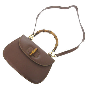 美品 グッチ バンブー 2WAY 000 926 0633 レザー ブラウン ハンドバッグ 茶 1074【中古】GUCCI