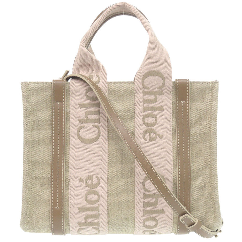 未使用 クロエ 2WAY ウッディ スモール CHC23AS397 キャンバス ブラウン トートバッグ ショルダーバッグ 茶 1113【中古】Chloe