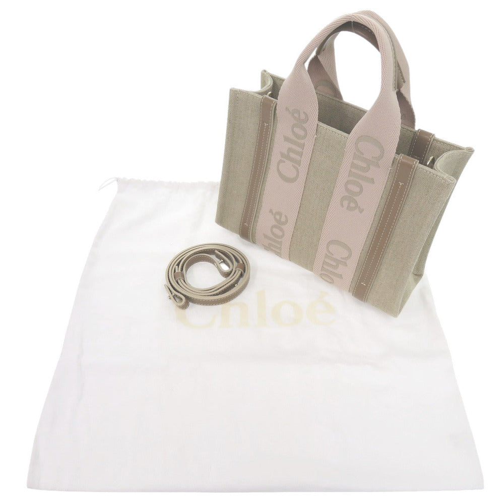 未使用 クロエ 2WAY ウッディ スモール CHC23AS397 キャンバス ブラウン トートバッグ ショルダーバッグ 茶 1113【中古】Chloe