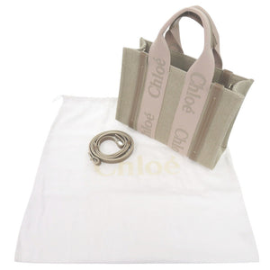 未使用 クロエ 2WAY ウッディ スモール CHC23AS397 キャンバス ブラウン トートバッグ ショルダーバッグ 茶 1113【中古】Chloe