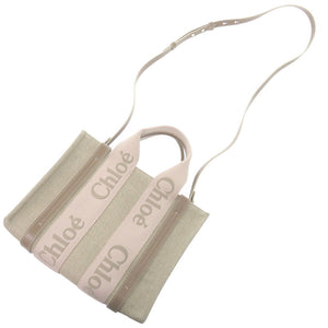 未使用 クロエ 2WAY ウッディ スモール CHC23AS397 キャンバス ブラウン トートバッグ ショルダーバッグ 茶 1113【中古】Chloe