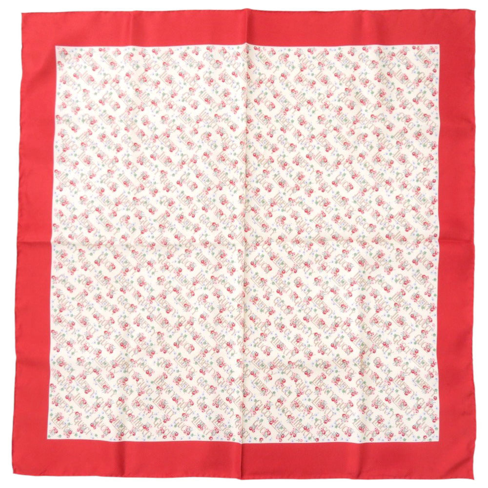 美品 グッチ × LIBERTY リバティ フラワープリント シルク ベージュ レッド スカーフ 1126【中古】GUCCI