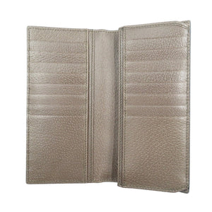 未使用 グッチ ティアン 427011 バード 鳥 GGスプリーム レザー シルバー金具 ベージュ 二つ折り長財布 1127【中古】GUCCI