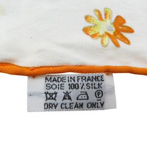 エルメス 花柄 シルク ホワイト オレンジ 三角 スカーフ 1155【中古】HERMES