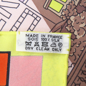 美品 エルメス カレ90 スペースショッピング スカーフ 街とUFO柄 Space Shopping au Faubourg シルク 1157【中古】HERMES