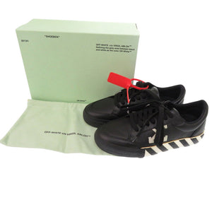 未使用 オフホワイト LOW VULCANIZED 25cm アローロゴワッペン OMIA085F19D680011001 レザー ブラック スニーカー 黒 1179【中古】OFF-WHITE