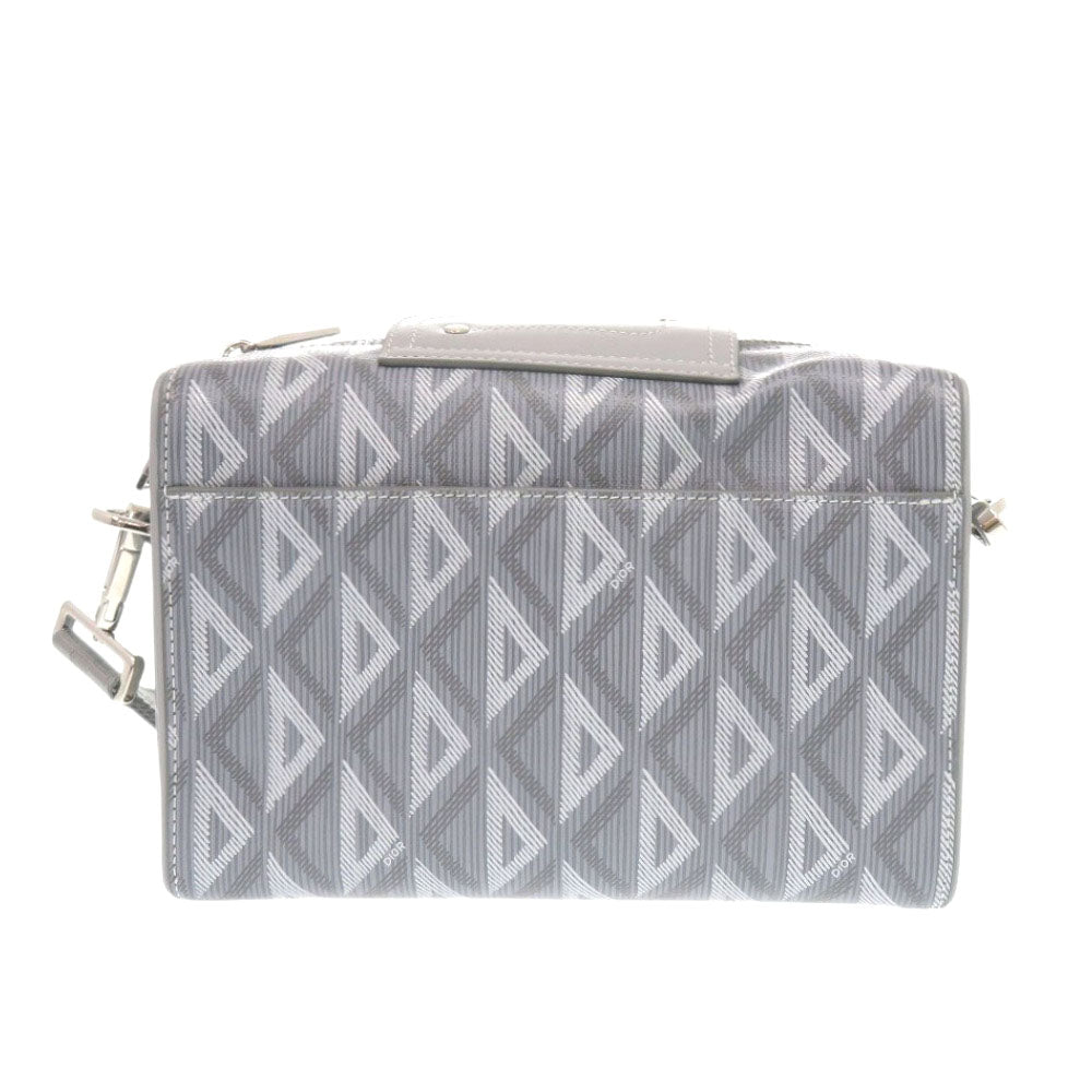 新品同様 クリスチャンディオール ランゴ22 レザー/PVC/CDダイヤモンドキャンバス グレー ショルダーバッグ 1211【中古】Christian Dior