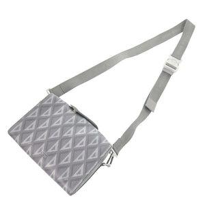 新品同様 クリスチャンディオール ランゴ22 レザー/PVC/CDダイヤモンドキャンバス グレー ショルダーバッグ 1211【中古】Christian Dior