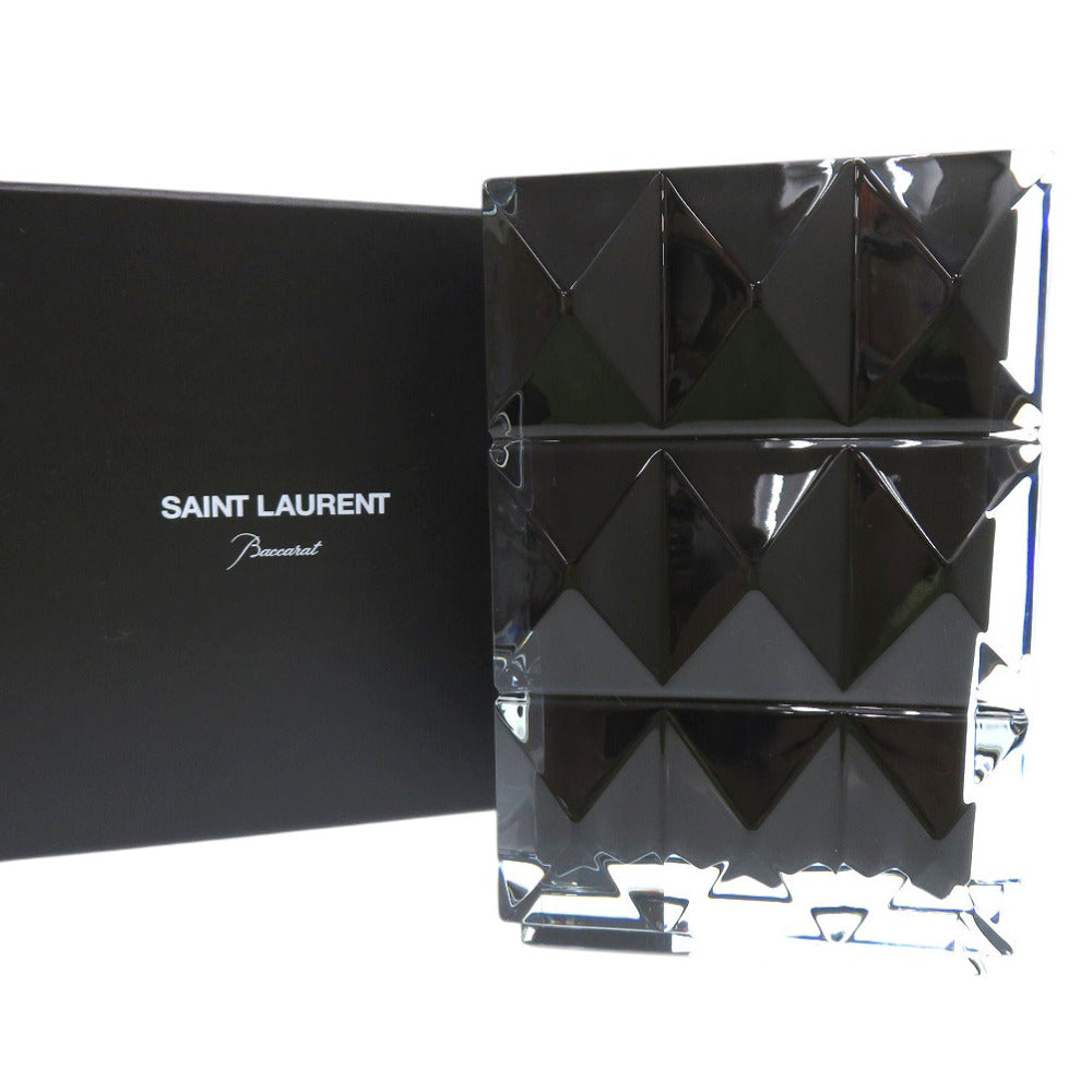 未使用品 サンローランパリ バカラ ルクソールベース 花瓶 インテイリア 置物 Baccarat バカラ コラボ オブジェ クリスタル  ブラック 1222【中古】SAINT LAURENT PARIS