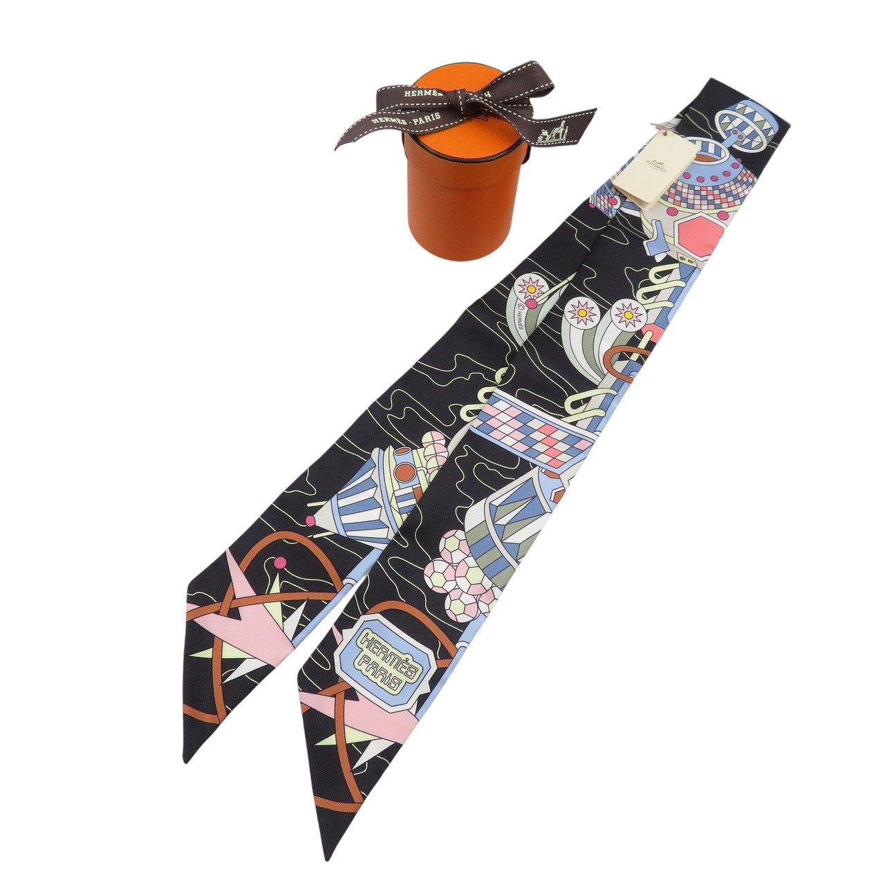 未使用 エルメス ツイリー ODYSSEY 2022年 シルク ノワール ブルーシエル スカーフ 1225【中古】HERMES