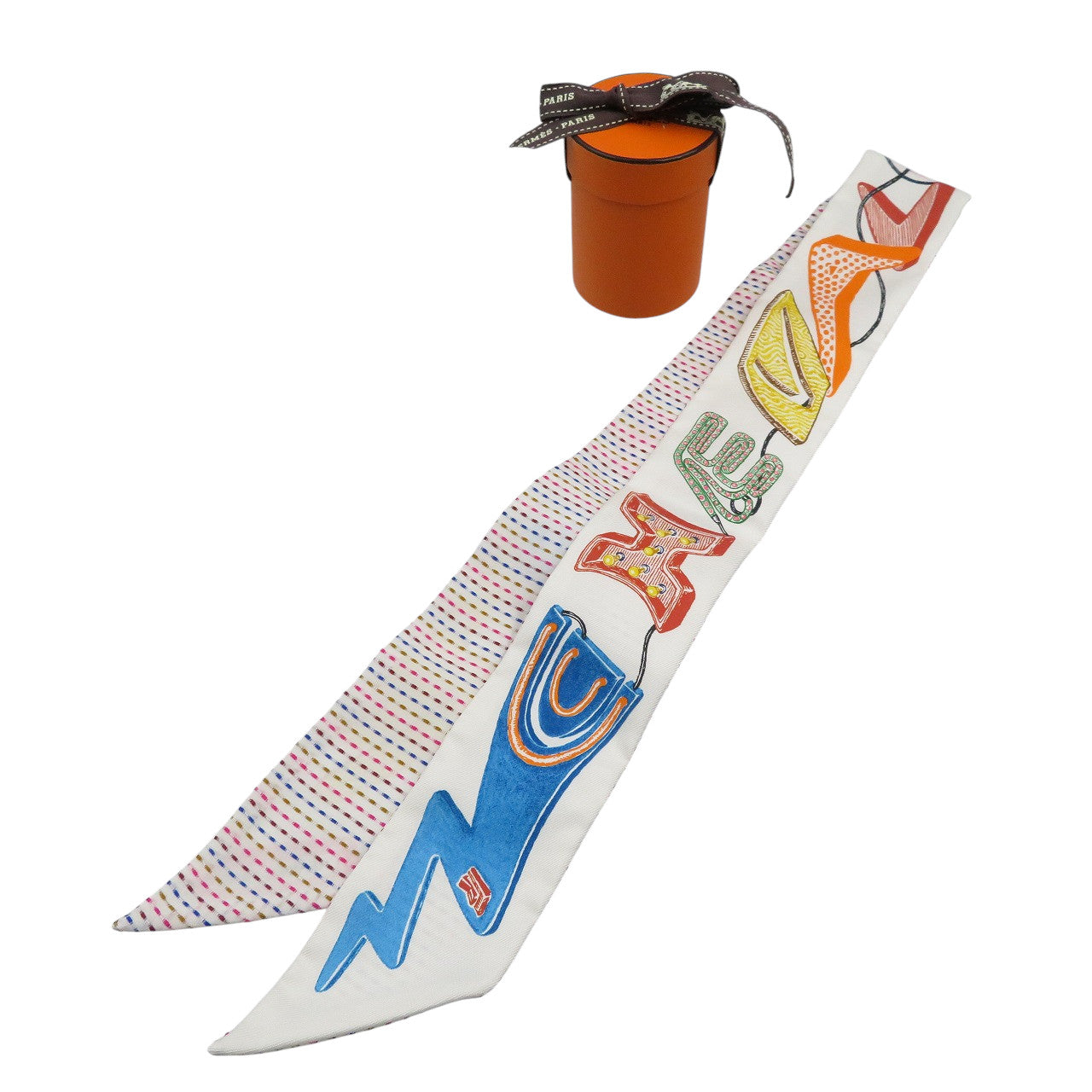 未使用 エルメス ツイリー シュヴァロスコープ ネオン ポワンティエ 853954S シルク ブラン ローズ ヴェール スカーフ 1227【中古】HERMES