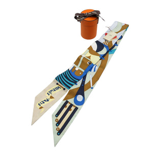 未使用 エルメス ツイリー パラード・アン・ファンファーレ 2023年 シルク ブルー キャメル ルージュ 1228【中古】HERMES