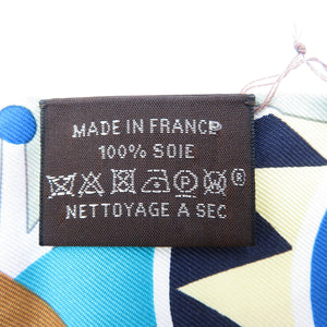 未使用 エルメス ツイリー パラード・アン・ファンファーレ 2023年 シルク ブルー キャメル ルージュ 1228【中古】HERMES