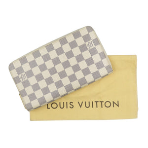 美品 ルイヴィトン ダミエアズール ジッピーオーガナイザー N60012 ゴールド金具 ホワイト ラウンドファスナー 長財布 1233【中古】LOUIS VUITTON