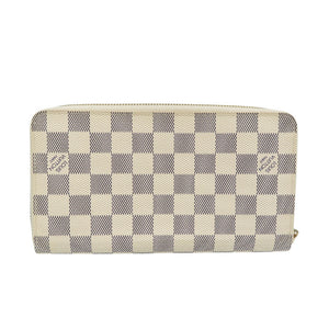 美品 ルイヴィトン ダミエアズール ジッピーオーガナイザー N60012 ゴールド金具 ホワイト ラウンドファスナー 長財布 1233【中古】LOUIS VUITTON