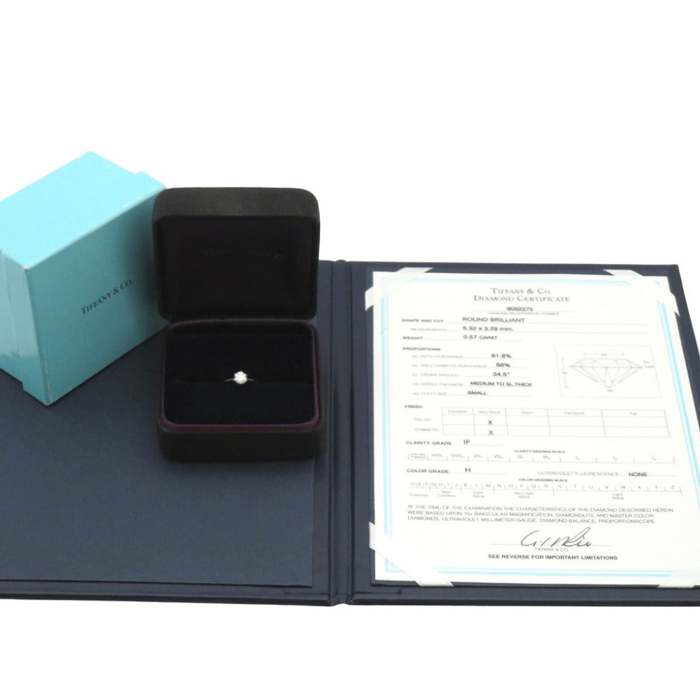 美品 ティファニー ソリティア IF ダイヤモンド 0.57ct / Pt950リング プラチナ 11号 指輪 ダイヤ ジュエリー 1239【中古】TIFFANY&Co. レディース