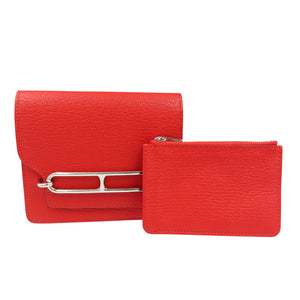 美品 エルメス ロウリス ルリ スリム シェーブル シルバー金具 ルージュクー Z刻印 コインケース 1259【中古】HERMES