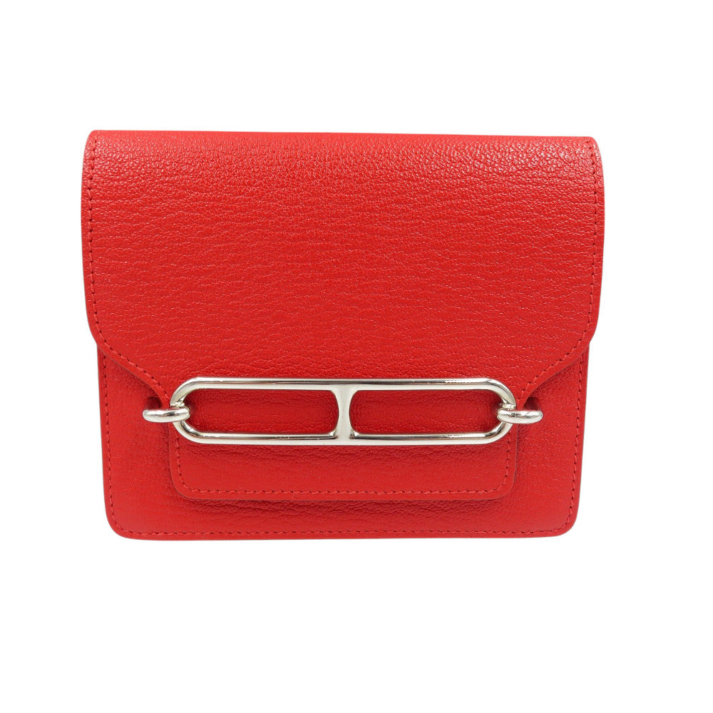 美品 エルメス ロウリス ルリ スリム シェーブル シルバー金具 ルージュクー Z刻印 コインケース 1259【中古】HERMES
