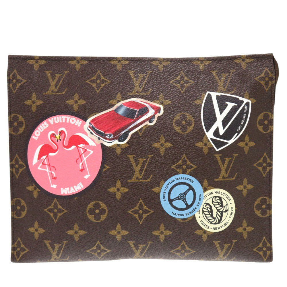 美品 ルイ ヴィトン ポッシュ トワレ ワールドツアー モノグラム M41438 ブラウン クラッチバッグ LV 1264【中古】LOUIS VUITTON