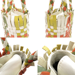 美品 サルヴァトーレフェラガモ ヴィンテージ ガンチーニ 編み込み DO-217225 レザー マルチカラー ハンドバッグ 1283【中古】Salvatore Ferragamo