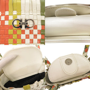 美品 サルヴァトーレフェラガモ ヴィンテージ ガンチーニ 編み込み DO-217225 レザー マルチカラー ハンドバッグ 1283【中古】Salvatore Ferragamo