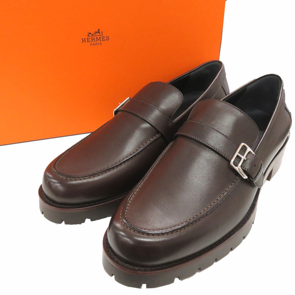未使用品 エルメス レザー ローファー ビジネス 革靴 ダークブラウン 1321【中古】HERMES