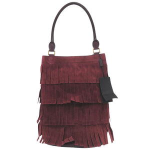 新品同様 バーバリー PRORSUM プローサム フリンジ スエード レザー ボルドー ワンショルダーバッグ 1323【中古】BURBERRY