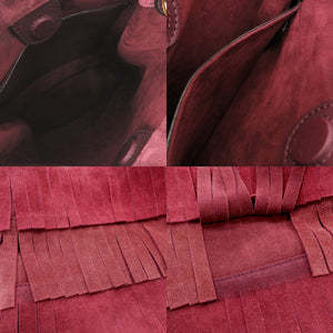 新品同様 バーバリー PRORSUM プローサム フリンジ スエード レザー ボルドー ワンショルダーバッグ 1323【中古】BURBERRY