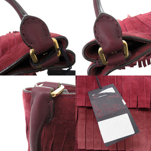 新品同様 バーバリー PRORSUM プローサム フリンジ スエード レザー ボルドー ワンショルダーバッグ 1323【中古】BURBERRY