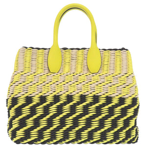 新品同様 サルヴァトーレフェラガモ 2WAY カゴバッグ スタシオ EZ-21 1450 ラフィア/レザー イエロー ハンドバッグ 黄 1336【中古】Salvatore Ferragamo