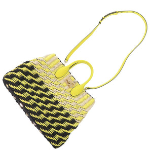 新品同様 サルヴァトーレフェラガモ 2WAY カゴバッグ スタシオ EZ-21 1450 ラフィア/レザー イエロー ハンドバッグ 黄 1336【中古】Salvatore Ferragamo