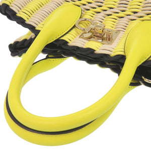 新品同様 サルヴァトーレフェラガモ 2WAY カゴバッグ スタシオ EZ-21 1450 ラフィア/レザー イエロー ハンドバッグ 黄 1336【中古】Salvatore Ferragamo