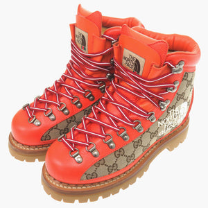 未使用品 GUCCI×THE NORTH FACE グッチ×ザノースフェイス ストレッキングブーツ GGキャンバス レザー オレンジ 1339【中古】GUCCI