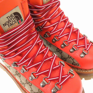 未使用品 GUCCI×THE NORTH FACE グッチ×ザノースフェイス ストレッキングブーツ GGキャンバス レザー オレンジ 1339【中古】GUCCI