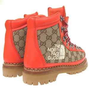 未使用品 GUCCI×THE NORTH FACE グッチ×ザノースフェイス ストレッキングブーツ GGキャンバス レザー オレンジ 1339【中古】GUCCI