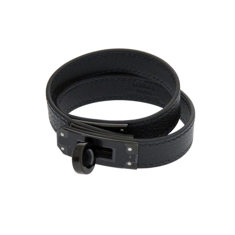 未使用 エルメス 2連 ケリー ドゥブルトゥール ソーブラック シェーブル ブラック W刻印(2024年製) ブレスレット 黒 1355【中古】HERMES