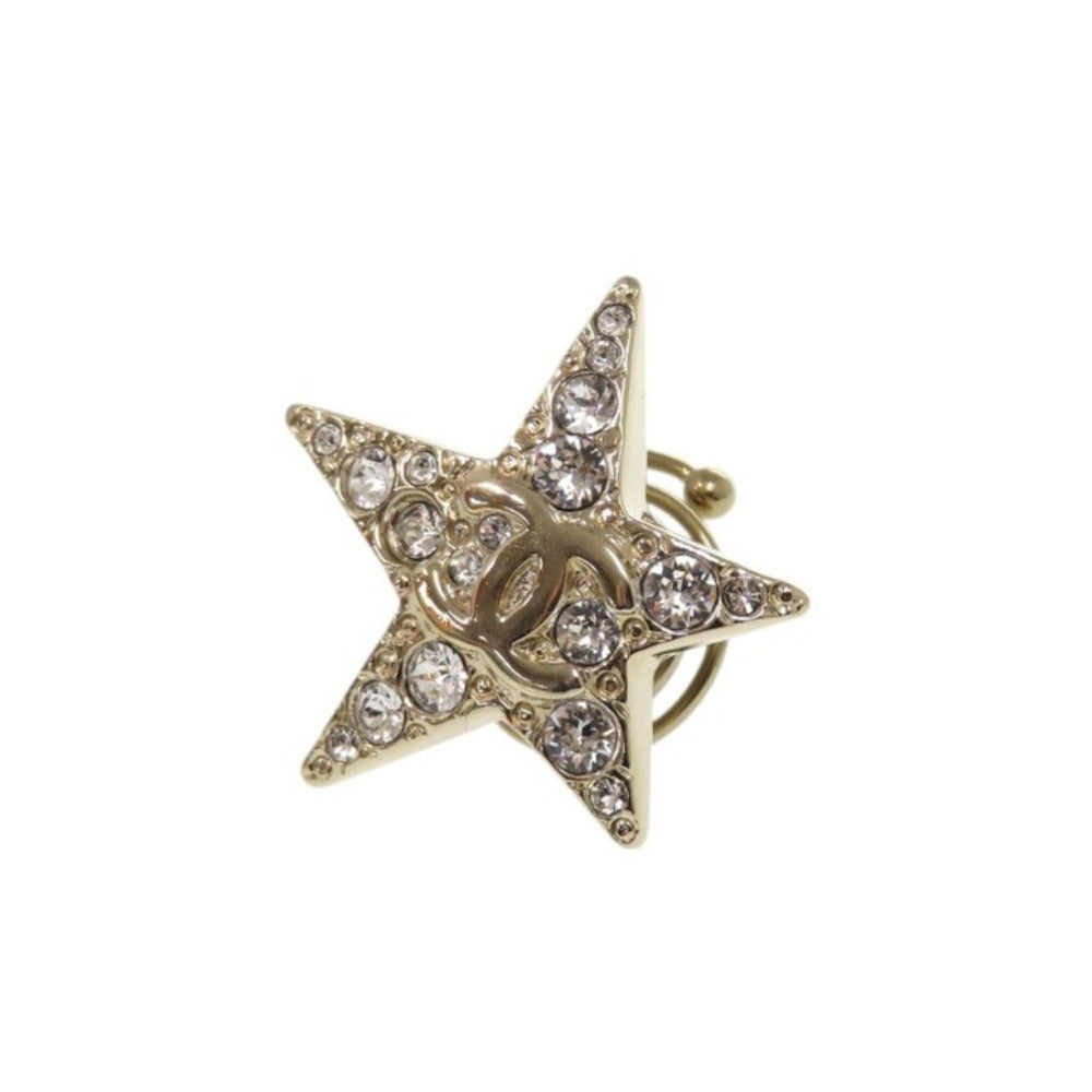 美品 シャネル ココマーク ヘアピン スター ラインストーン ゴールド ヘアアクセサリー 1358【中古】CHANEL