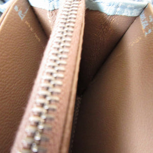 美品 ボッテガヴェネタ イントレチャート レザー 水色 ラウンドファスナー長財布 財布 1370【中古】BOTTEGA VENETA