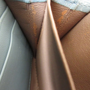 美品 ボッテガヴェネタ イントレチャート レザー 水色 ラウンドファスナー長財布 財布 1370【中古】BOTTEGA VENETA