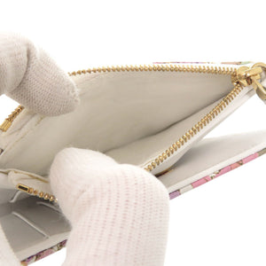 新品同様 クリスチャンディオール Caro ダリア ミニウォレット 花柄 S5173USQE_M933 レザー ピンク 二つ折り財布 1371【中古】Christian Dior