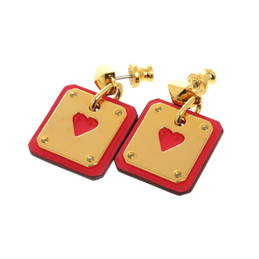 美品 エルメス アス ドゥ クール ヴォースイフト メタル ゴールド レッド Y刻印(2020年製) ピアス 1380【中古】HERMES