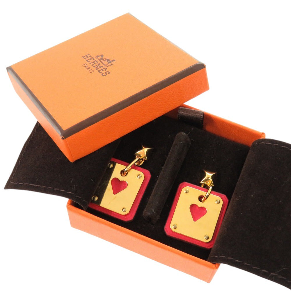美品 エルメス アス ドゥ クール ヴォースイフト メタル ゴールド レッド Y刻印(2020年製) ピアス 1380【中古】HERMES