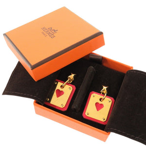 美品 エルメス アス ドゥ クール ヴォースイフト メタル ゴールド レッド Y刻印(2020年製) ピアス 1380【中古】HERMES