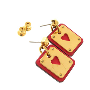 美品 エルメス アス ドゥ クール ヴォースイフト メタル ゴールド レッド Y刻印(2020年製) ピアス 1380【中古】HERMES