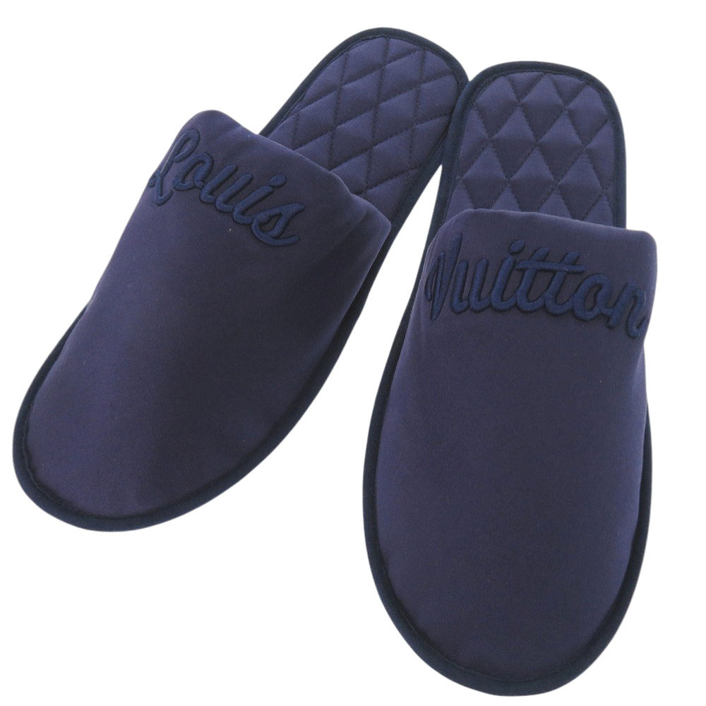 新品同様 ルイ ヴィトン スイート ライン ロゴ サテン ネイビー サイズ40-41 ルームシューズ LV 1386【中古】LOUIS VUITTON