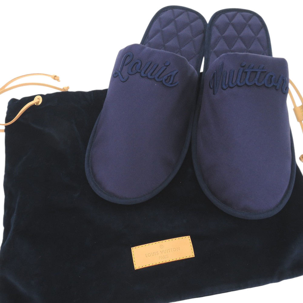 新品同様 ルイ ヴィトン スイート ライン ロゴ サテン ネイビー サイズ40-41 ルームシューズ LV 1386【中古】LOUIS VUITTON