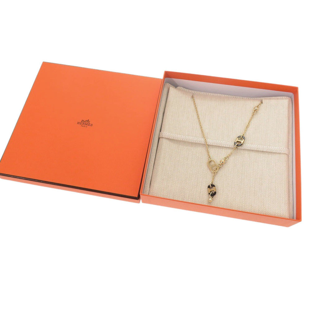新品同様 エルメス シュル メール PM バッファローホーン/メタル ブラウン ネックレス 1388【中古】HERMES